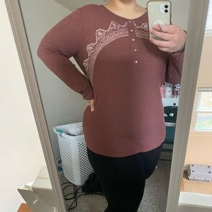 Lace Detail Waffle Knit